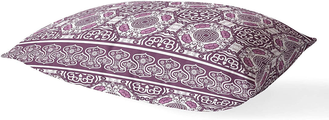 Plum Lumbar Pillow Purple Geometric Global Polyester Single Removable Cover - Diamond Home USA