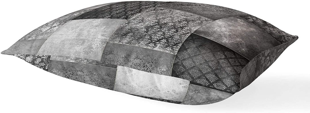 Eclectic Bohemian Patchwork Dark Grey Lumbar Pillow Grey Geometric Bohemian Eclectic Polyester Single Removable Cover - Diamond Home USA