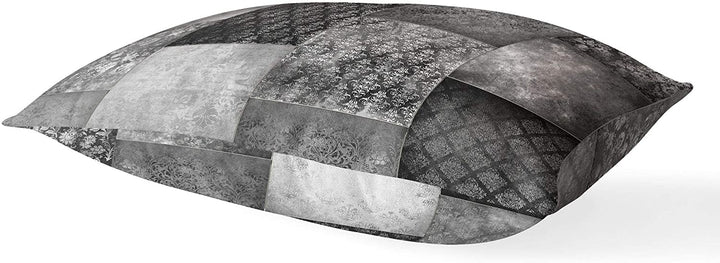 Eclectic Bohemian Patchwork Dark Grey Lumbar Pillow Grey Geometric Bohemian Eclectic Polyester Single Removable Cover - Diamond Home USA
