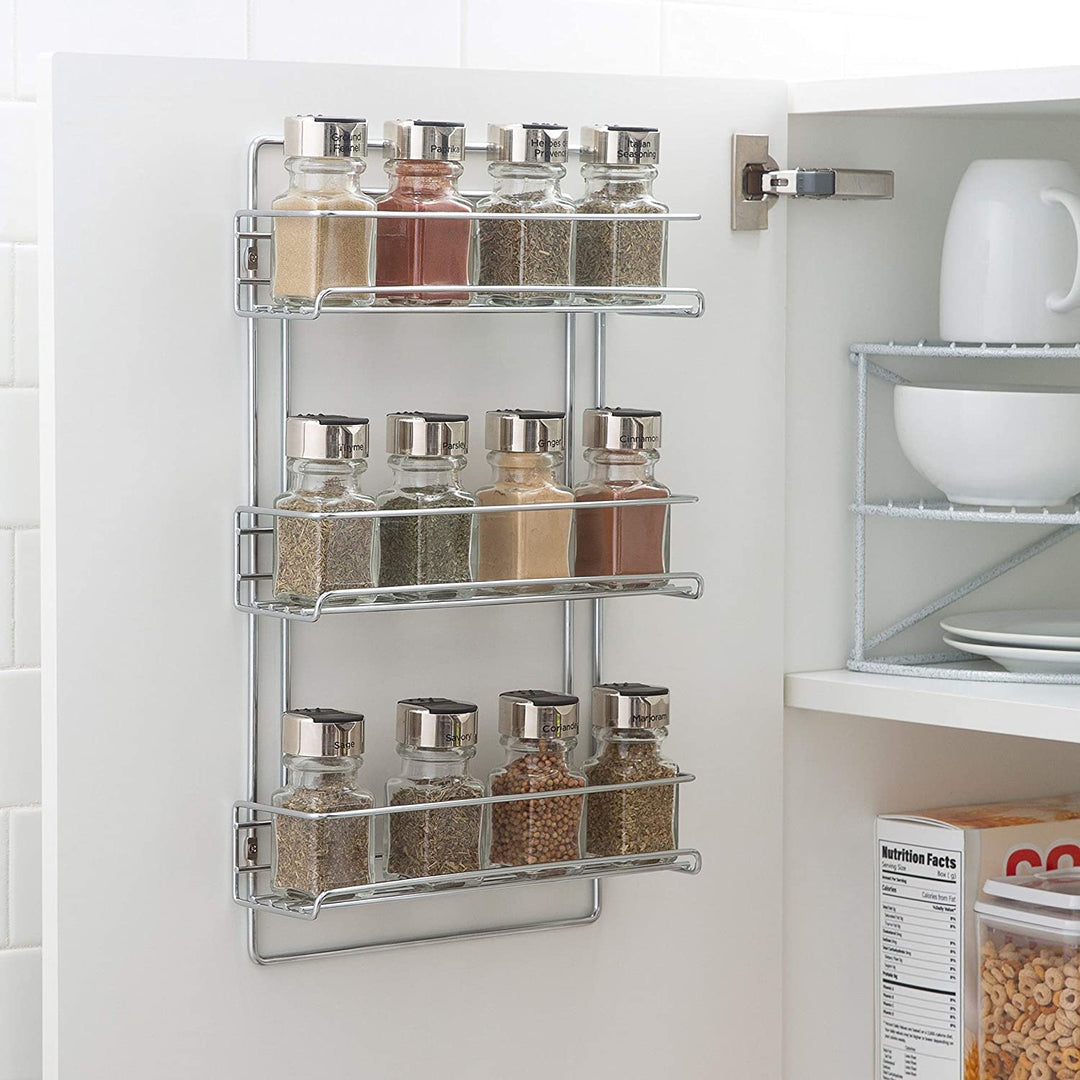 3 Tier Wall Mounted Spice Rack 11"x3 25"x18 12" Silver Steel - Diamond Home USA