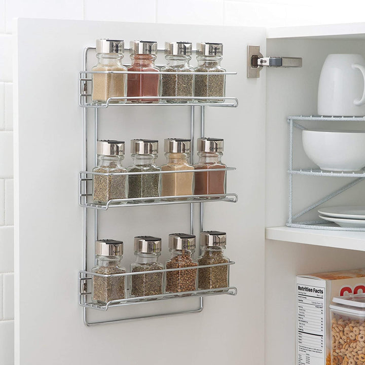 3 Tier Wall Mounted Spice Rack 11"x3 25"x18 12" Silver Steel - Diamond Home USA