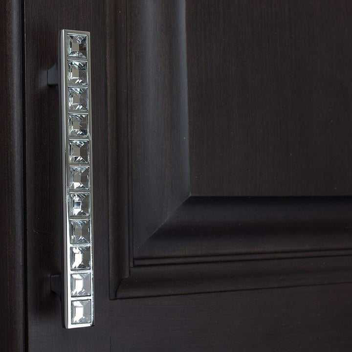 5 Pack 3 3/4 Center Small K9 Crystal Cabinet Pulls Polished Chrome Glam Finish - Diamond Home USA