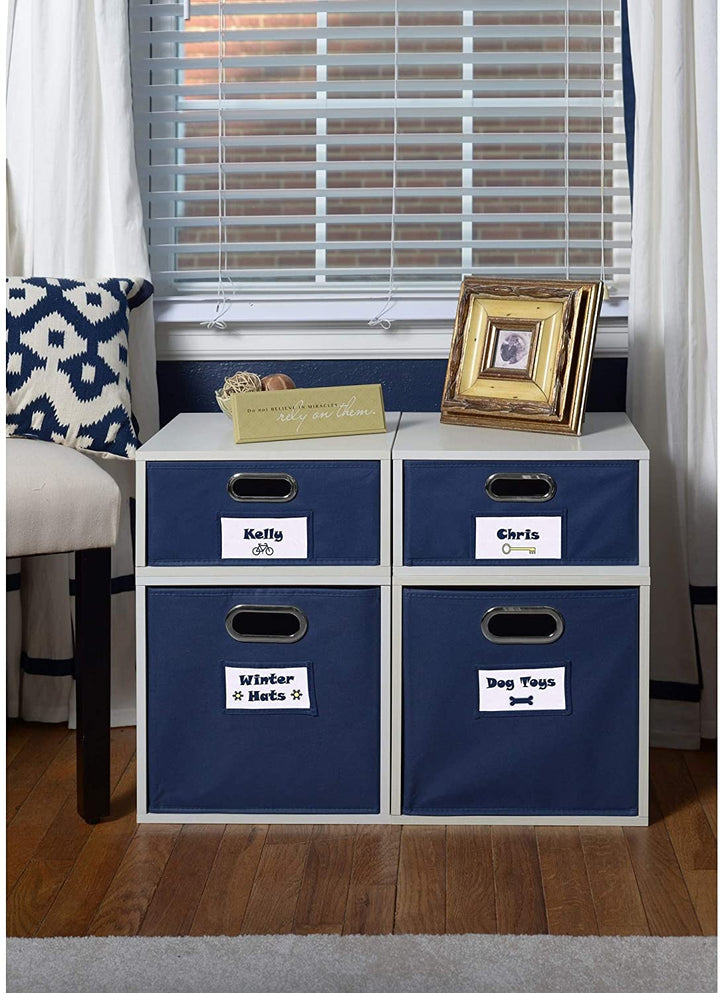 Storage Set 2 Cubes White Wood Grain Modern Contemporary Laminate - Diamond Home USA