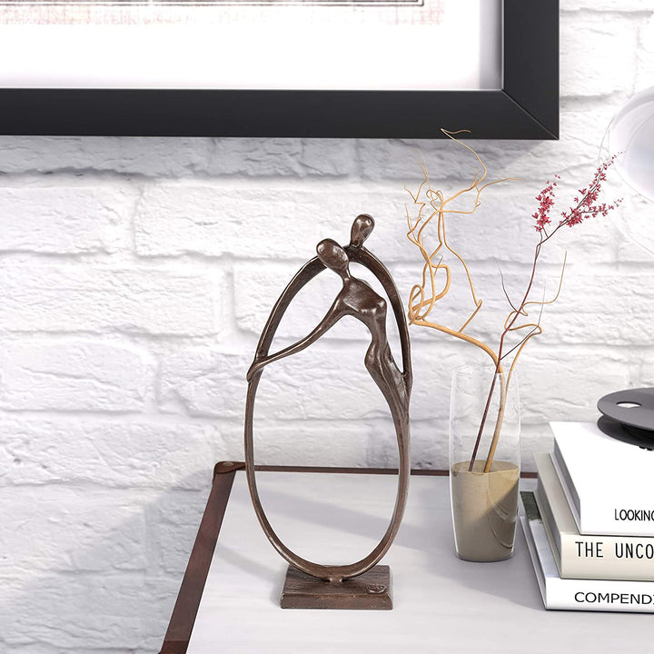 Love Bronze Sculpture Brown Finish Handmade - Diamond Home USA
