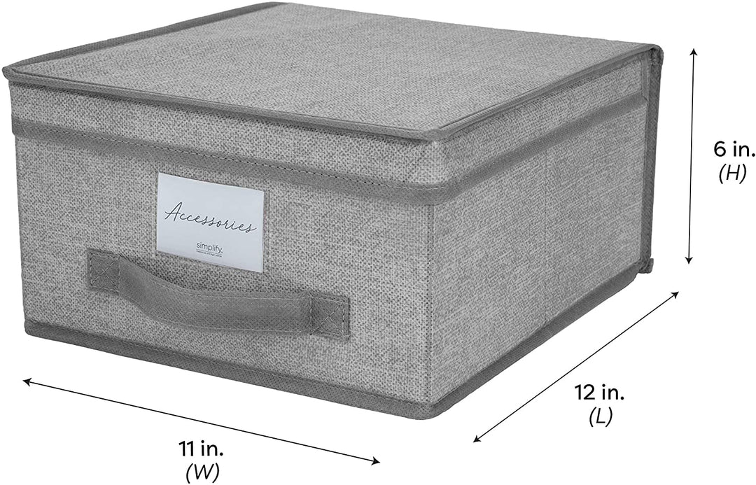 Medium Storage Box Grey 11"x 12"x 6 Fabric Textured - Diamond Home USA