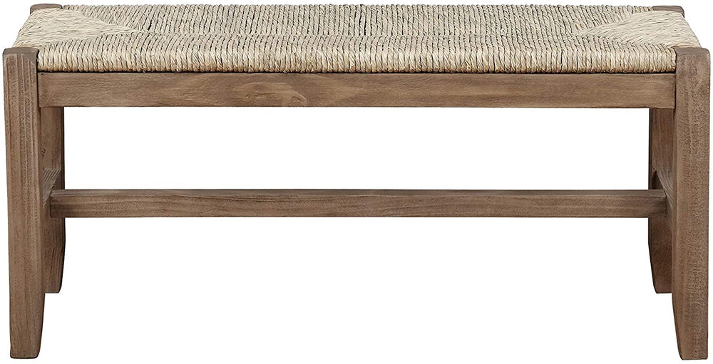40 inch Wood Bench Rush Seat Natural Solid Rustic Finish - Diamond Home USA