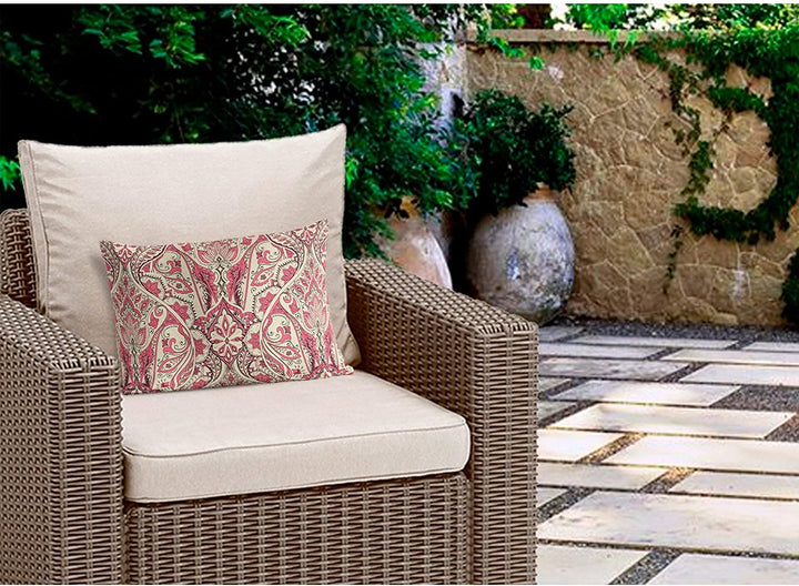 MISC Pink Indoor|Outdoor Lumbar Pillow 20x14 Pink Geometric Polyester Removable Cover
