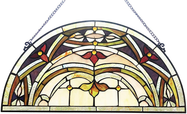 Glass Half Circle Window Panel/suncatcher Color Traditional Semi Circle Victorian Includes Hardware