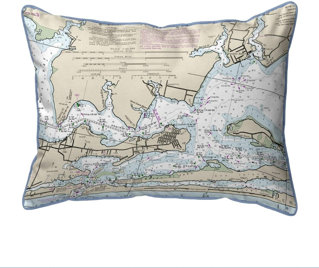Orange Beach Al Nautical Map Large Corded Indoor/Outdoor