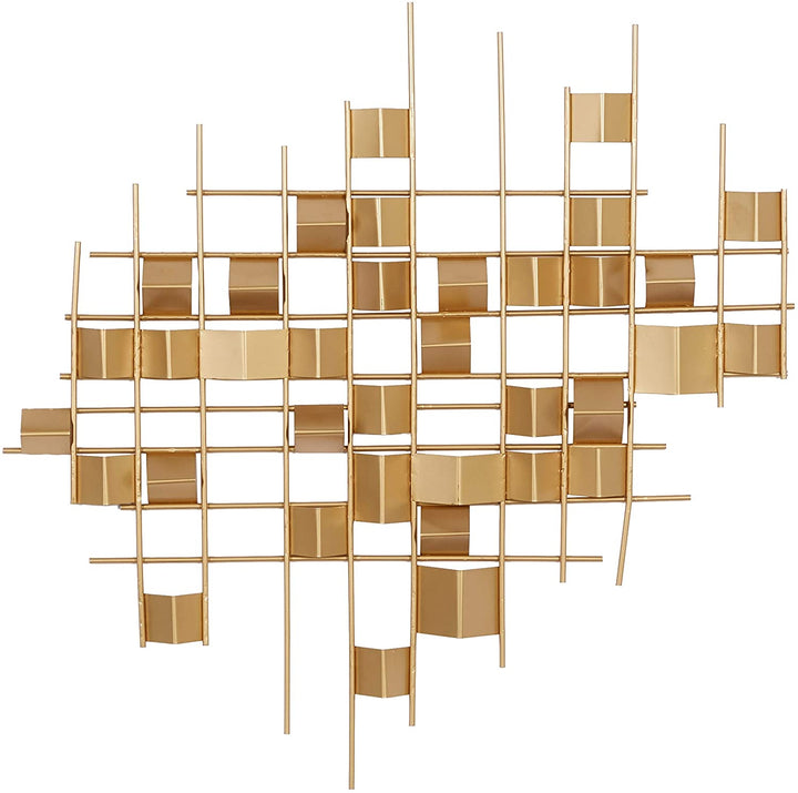 Abstract Angled Gold Metal Wall 32" X Modern
