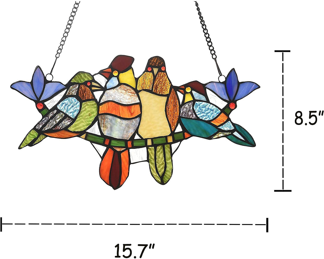 Stained Glass Birds Window Suncatcher Color Casual Irregular Animals Metal Includes Hardware