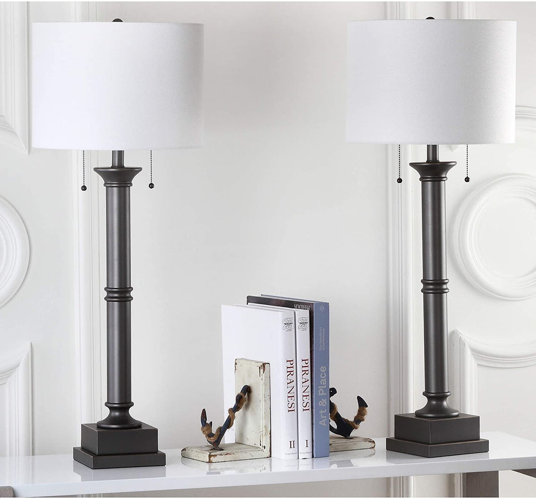 Lighting 35 inch Column Silver Grey Table Lamp (Set 2)