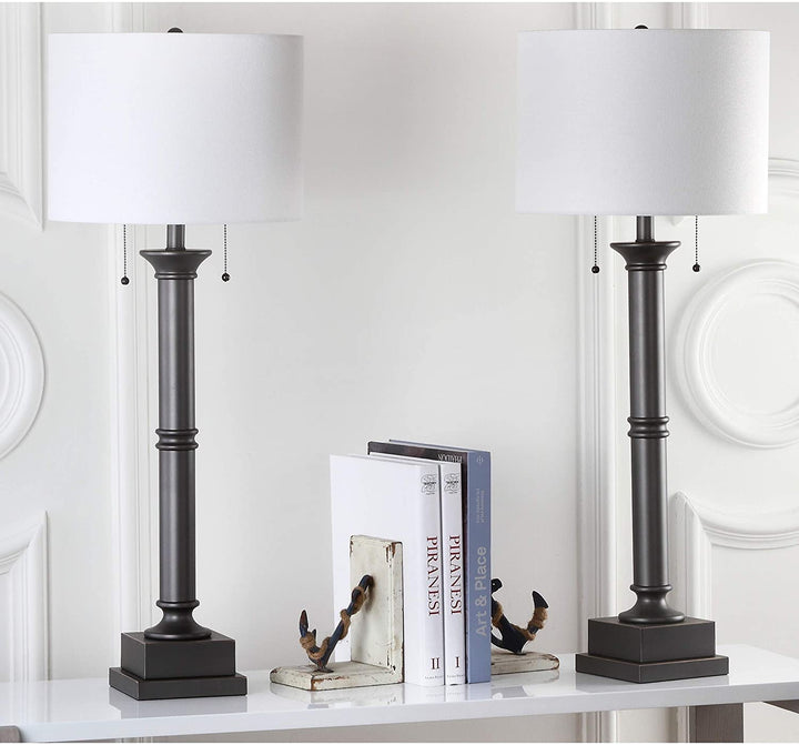 Lighting 35 inch Column Silver Grey Table Lamp (Set 2)