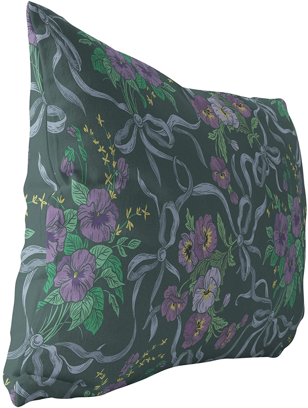 Green Indoor|Outdoor Lumbar Pillow 20x14 Green Floral Modern Contemporary Polyester Removable Cover