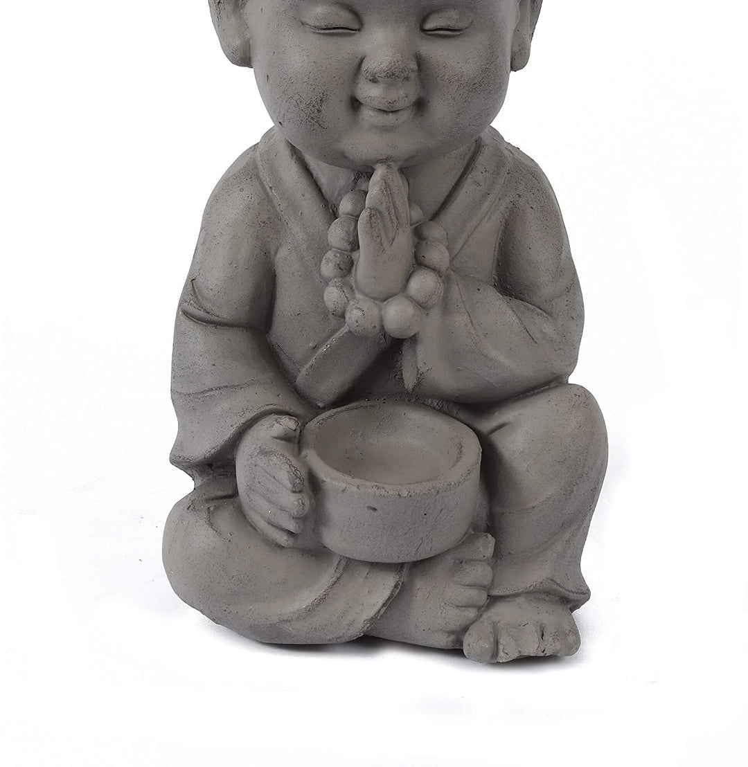 MISC Meditating Buddha Garden Statue Grey Oriental Magnesium Oxide Handmade