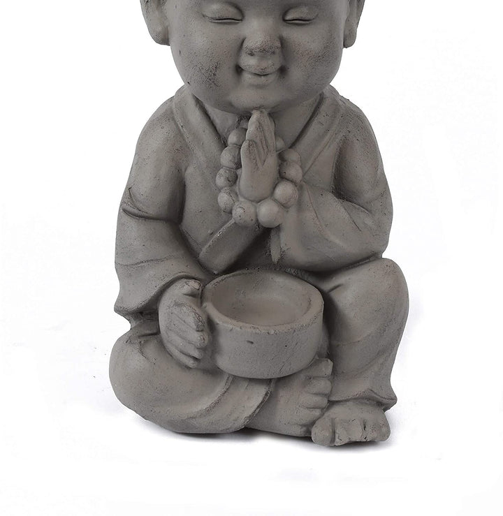MISC Meditating Buddha Garden Statue Grey Oriental Magnesium Oxide Handmade