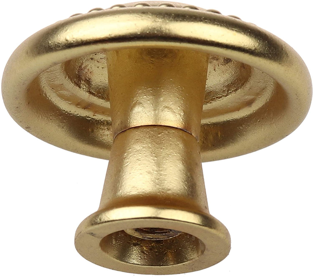 10 Pack 1 1/4 Gold Round Beaded Cabinet Knobs Brass Traditional Zinc Finish - Diamond Home USA