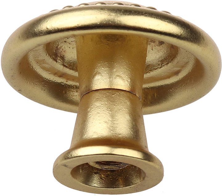 10 Pack 1 1/4 Gold Round Beaded Cabinet Knobs Brass Traditional Zinc Finish - Diamond Home USA