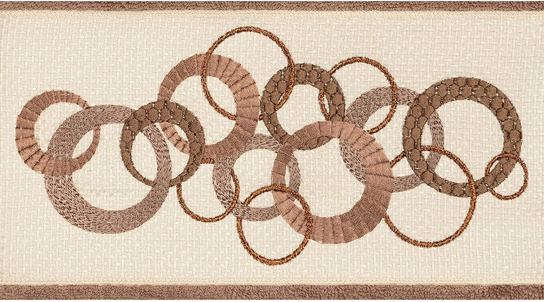 Turkish Cotton Circles Embroidered Latte Brown 3 Piece Towel Set Cloth - Diamond Home USA