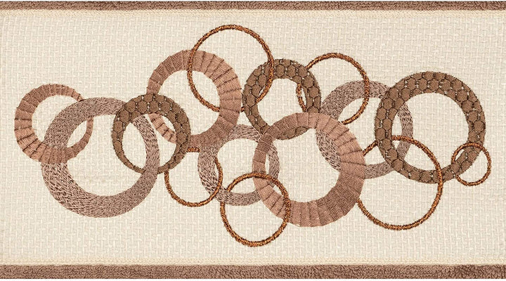 Turkish Cotton Circles Embroidered Latte Brown 3 Piece Towel Set Cloth - Diamond Home USA
