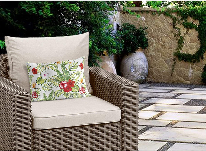 MISC Botanical Indoor|Outdoor Lumbar Pillow 20x14 Green Floral Tropical Polyester Removable Cover