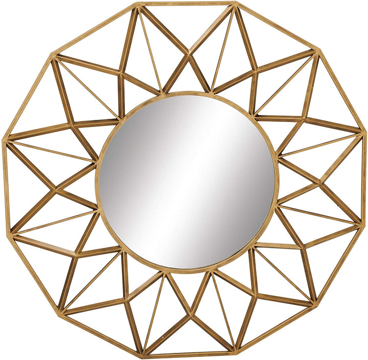 Round Geometric Wall Mirror Gold Modern Contemporary - Diamond Home USA