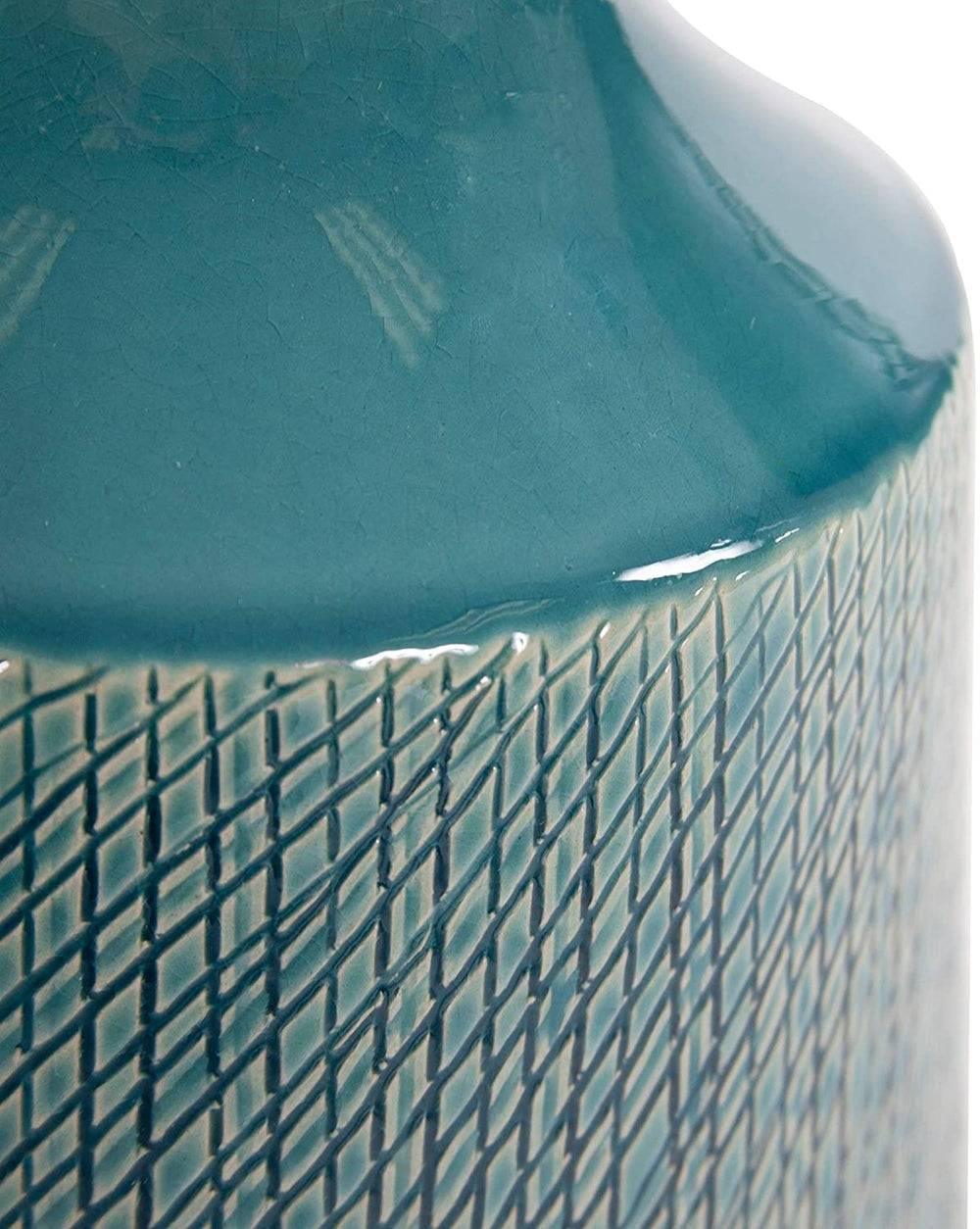 Blue Ceramic Round Vase 9h X 8w 8d - Diamond Home USA