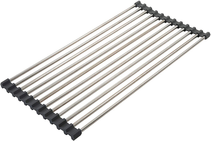 Kitchen Details Roll Up Over Sink Drying Rack 19"x 9 65"x 0 20" Grey Stainless Steel Finish - Diamond Home USA