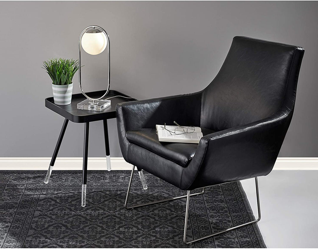 Square Black Oak End Table Casual Modern Contemporary