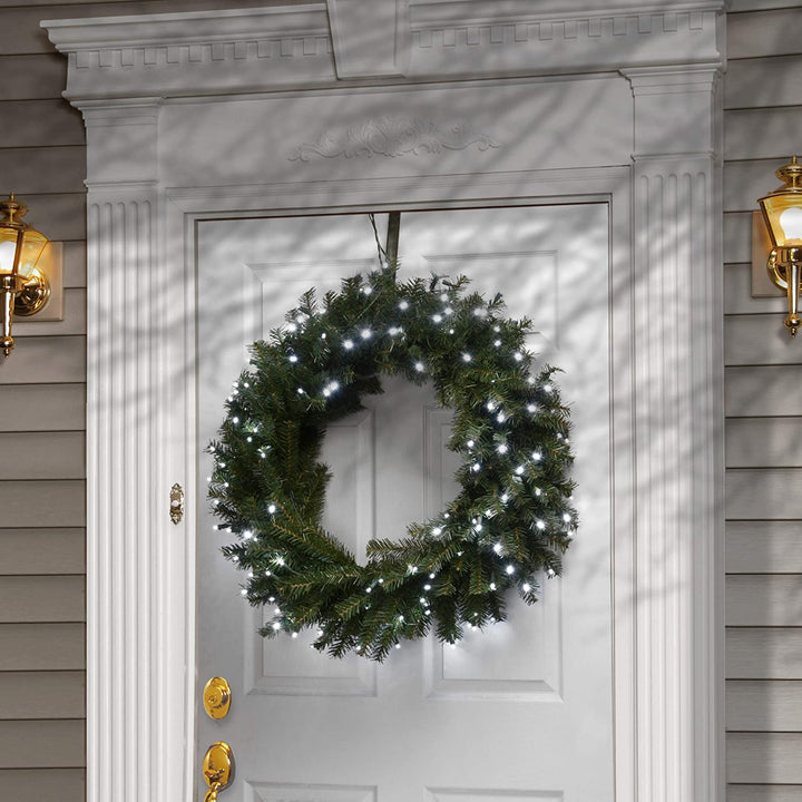 30" Memory Shape Fir Wreath White Led Lights Green Led - Diamond Home USA