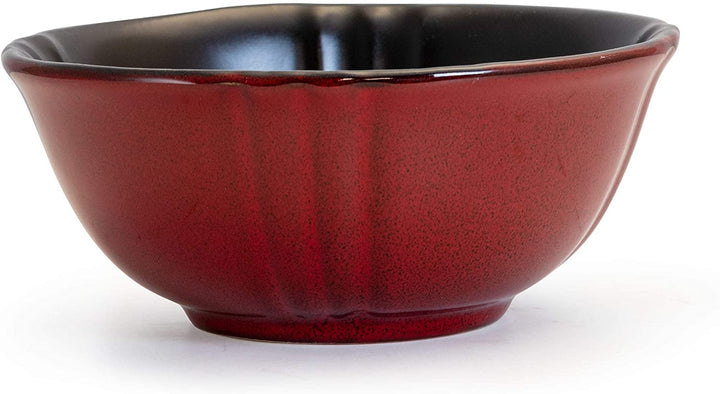 16 Piece Stoneware Dinnerware Set Red Textured Casual Round Microwave Safe - Diamond Home USA