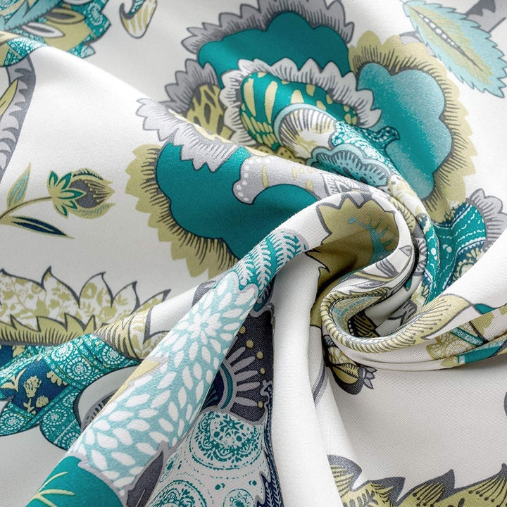 MISC Classic America Design/Look Floral Leaves Window Curtain Grommet 2 Panels 52'' Width X 84'' Length 52''Width 63''Length Teal Gray Green Medallion