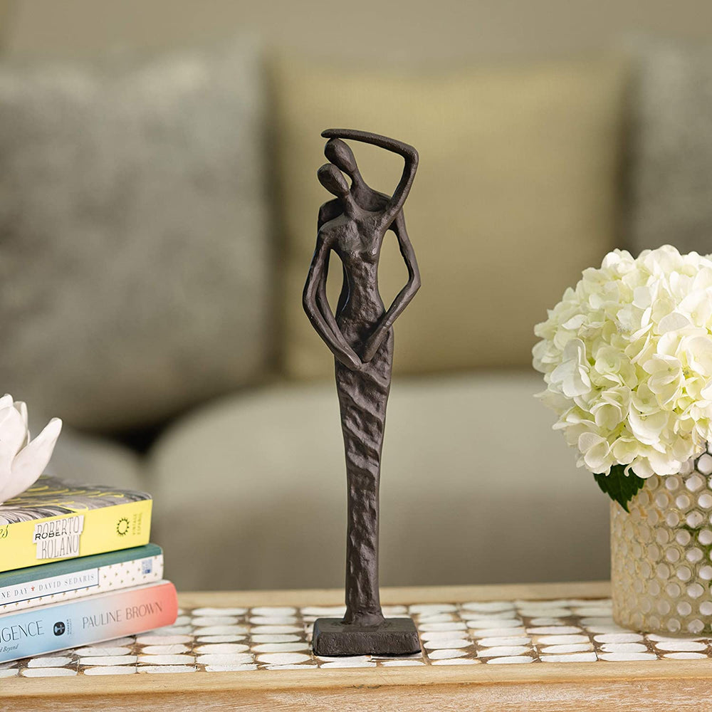 Couple Cast Iron Sculpture Brown Matte Handmade - Diamond Home USA