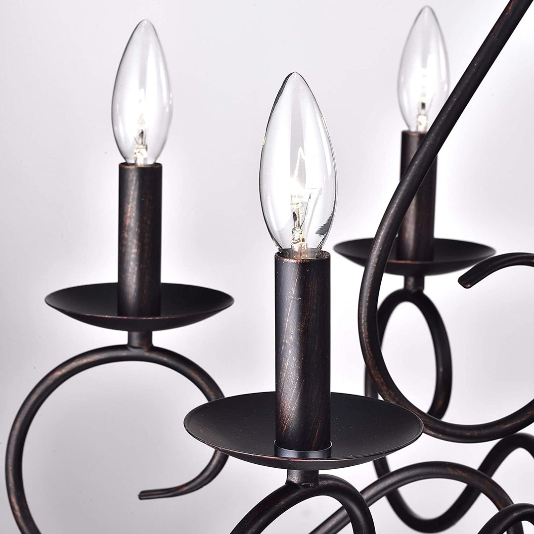 6 Light Candle Chandelier Traditional Metal Dimmable - Diamond Home USA