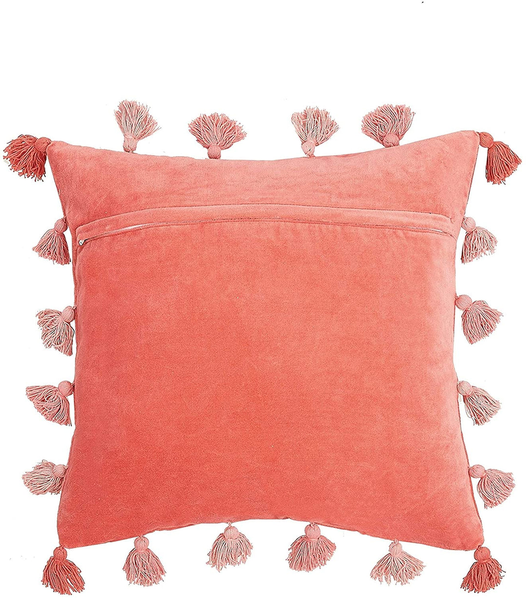 Love You Tassels Embroidered Pillow Color Motif Modern Contemporary Cotton Single Removable Cover