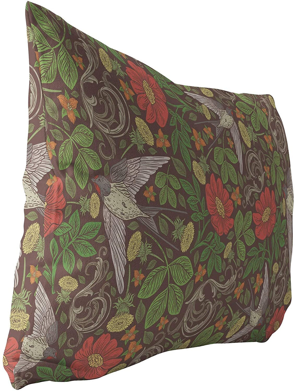 Chocolate Indoor|Outdoor Lumbar Pillow 20x14 Brown Floral Modern Contemporary Polyester Removable Cover