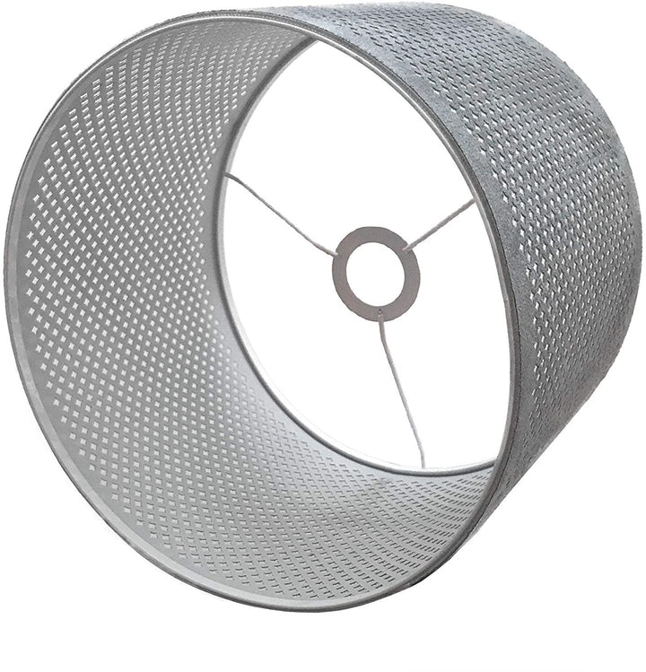 Do it Yourself DIY Faux Leather Stencil Design Uno Drop Hardback Lamp Shade Gray 10" X 8 5" Grey Mid Century Modern Bulbs Included - Diamond Home USA