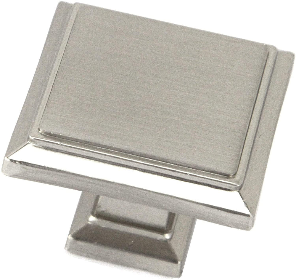 MISC Contemporary 1 1/4 inch Stainless Steel Brushed Nickel Finish Square Cabinet Bar Pull Knob (Case 25) Zinc