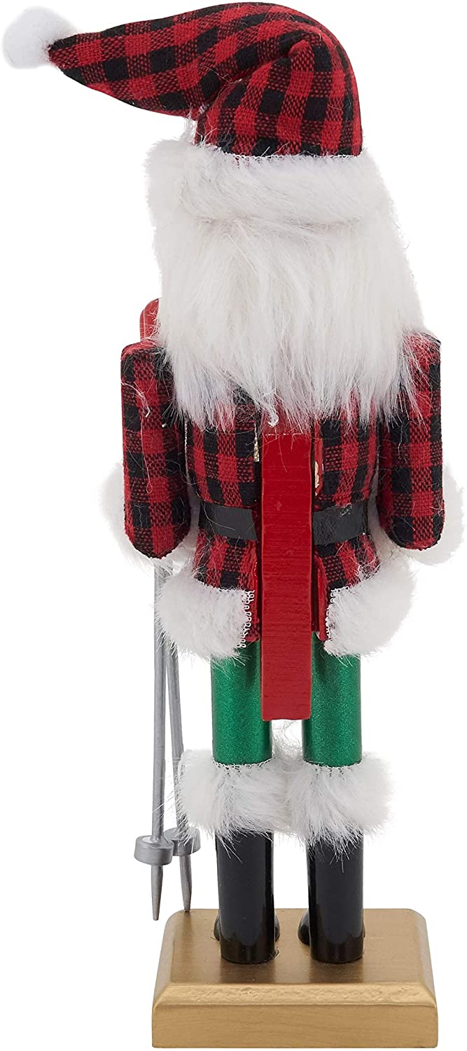 Skier Nutcracker Decoration Buffalo Plaid Design Color - Diamond Home USA