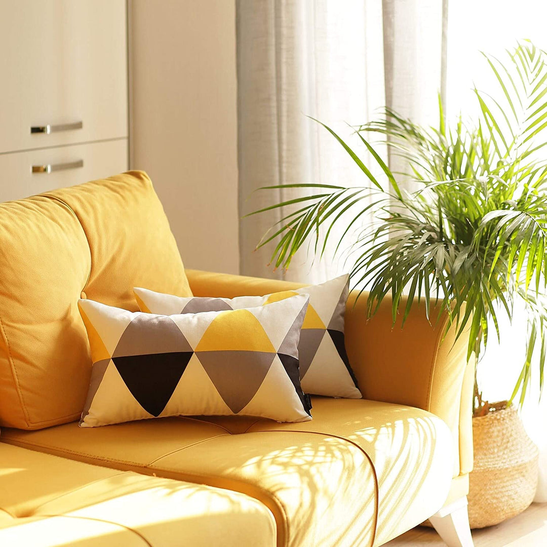 Yellow candi Printed Lumbar Pillow Cover 12''x20'' (2 Pcs