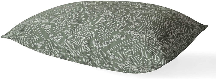 Sage Lumbar Pillow Green Geometric Southwestern Polyester Single Removable Cover - Diamond Home USA