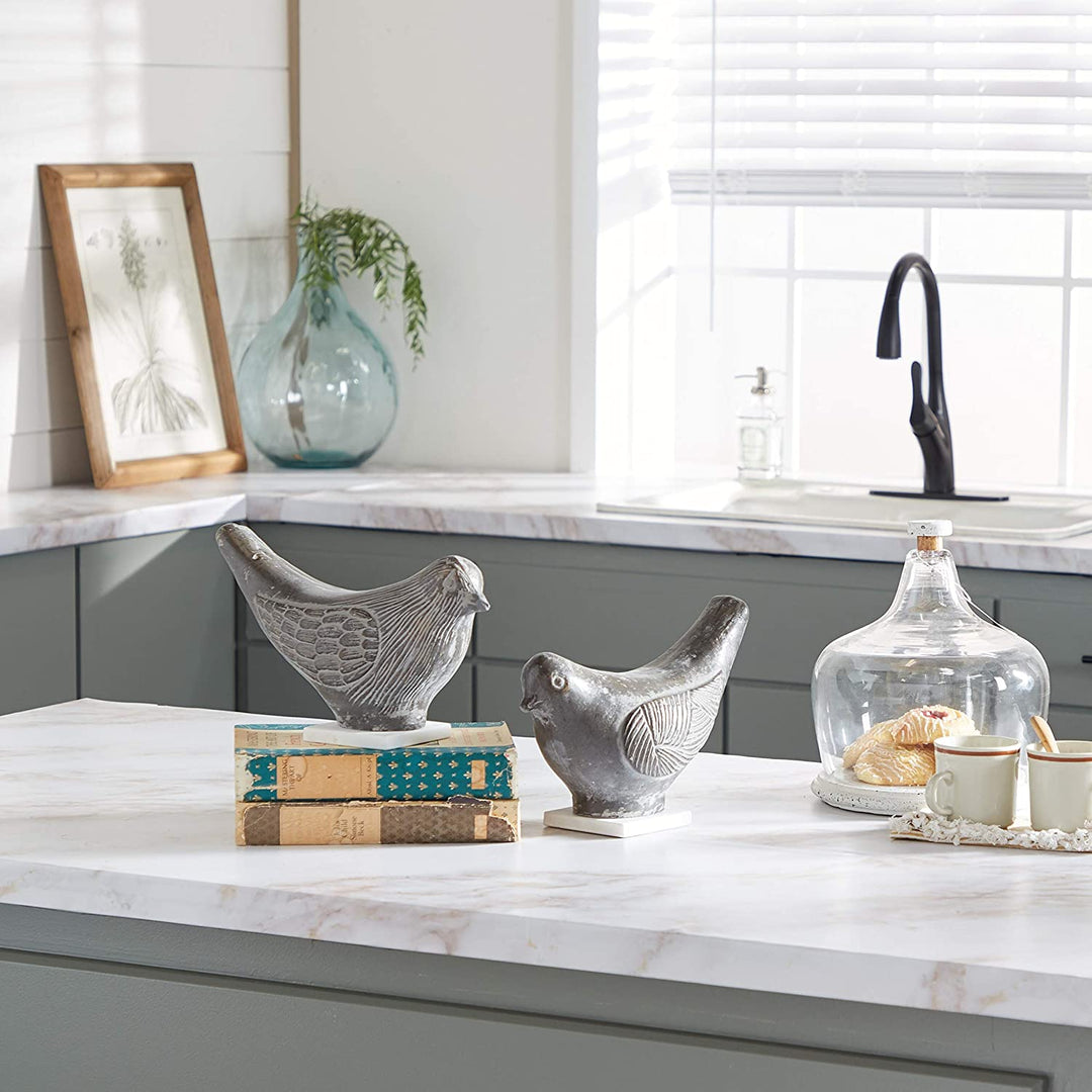 Bird Displays Colored Finish W White Stone Bases Set 2 5 X 18 9 Color Ceramic - Diamond Home USA