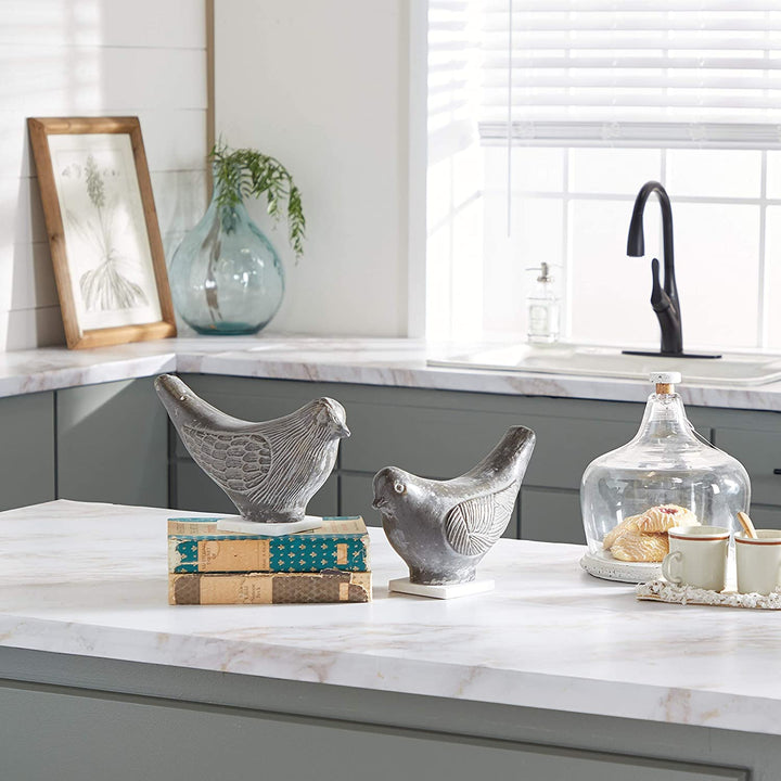 Bird Displays Colored Finish W White Stone Bases Set 2 5 X 18 9 Color Ceramic - Diamond Home USA