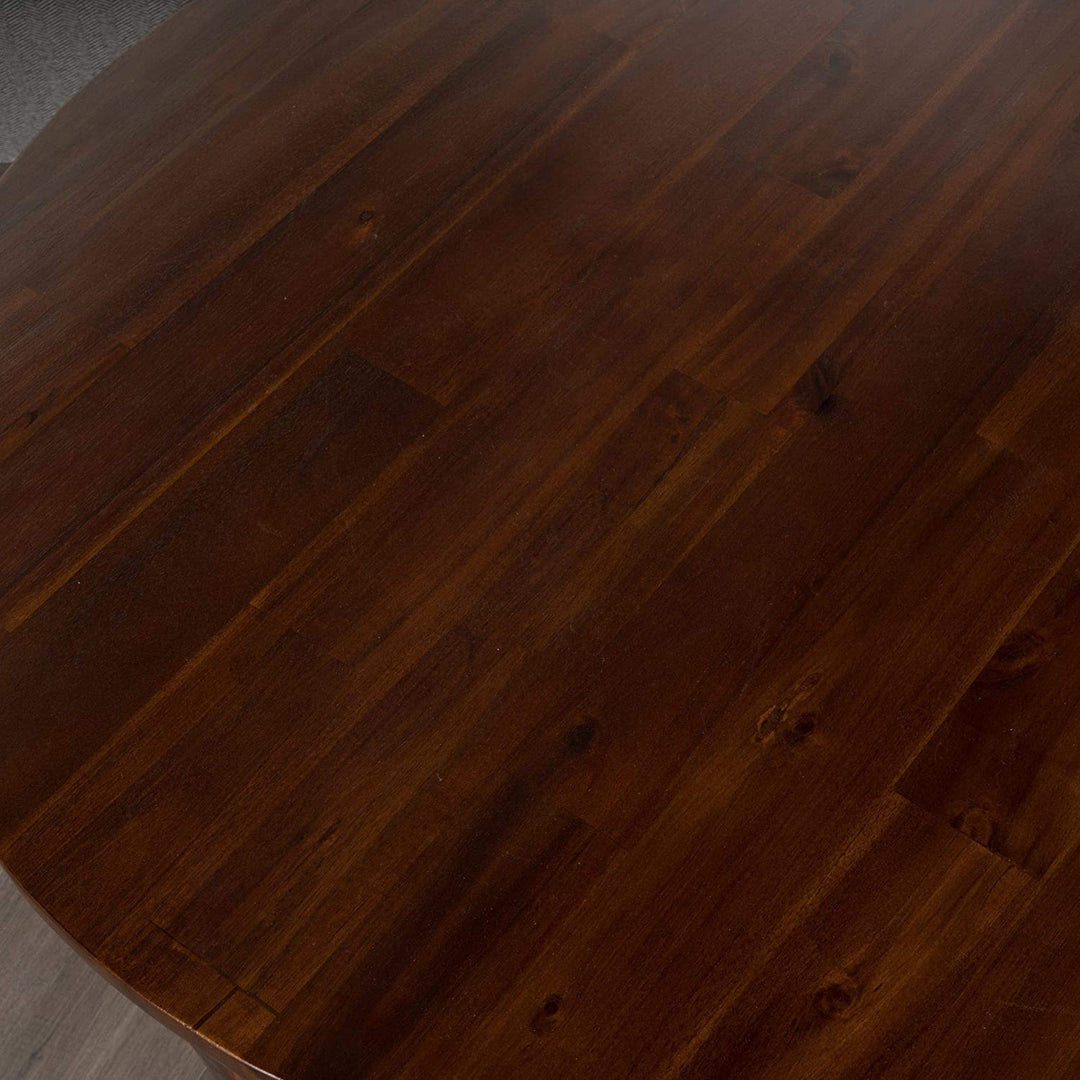 MISC Round Acacia Wood End Table by Brown Traditional Mahogany Finish Solid