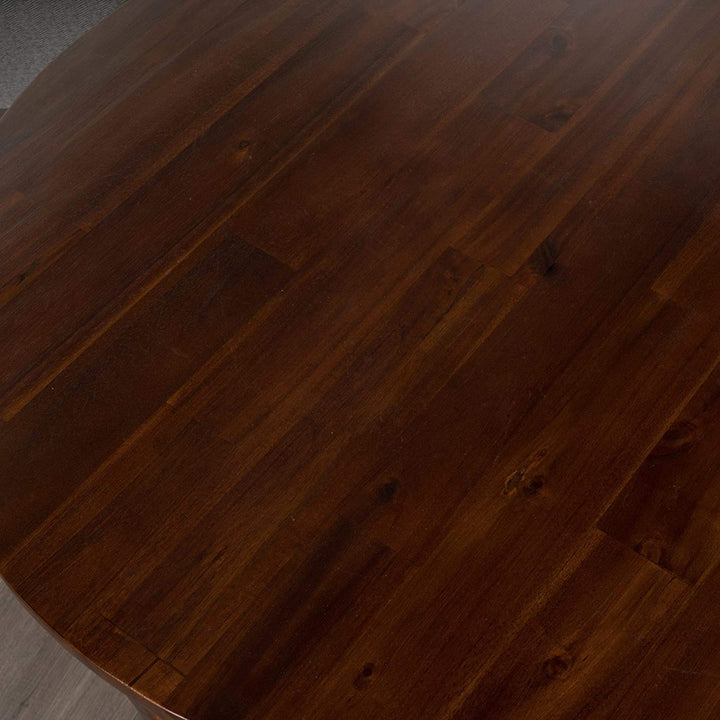 MISC Round Acacia Wood End Table by Brown Traditional Mahogany Finish Solid