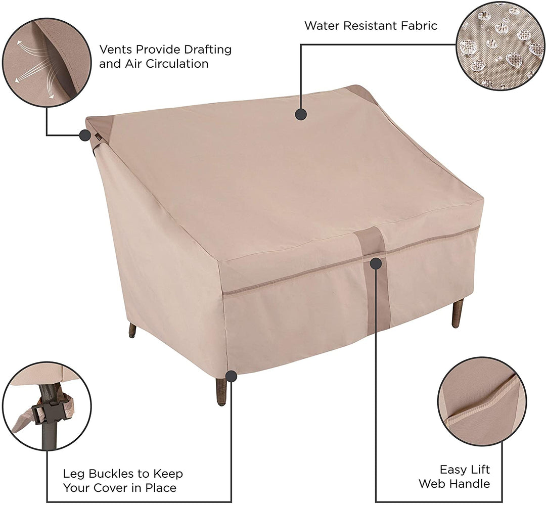 Outdoor Patio Loveseat Cover 57 5" W X 38" D H Beige Polyester Blend - Diamond Home USA
