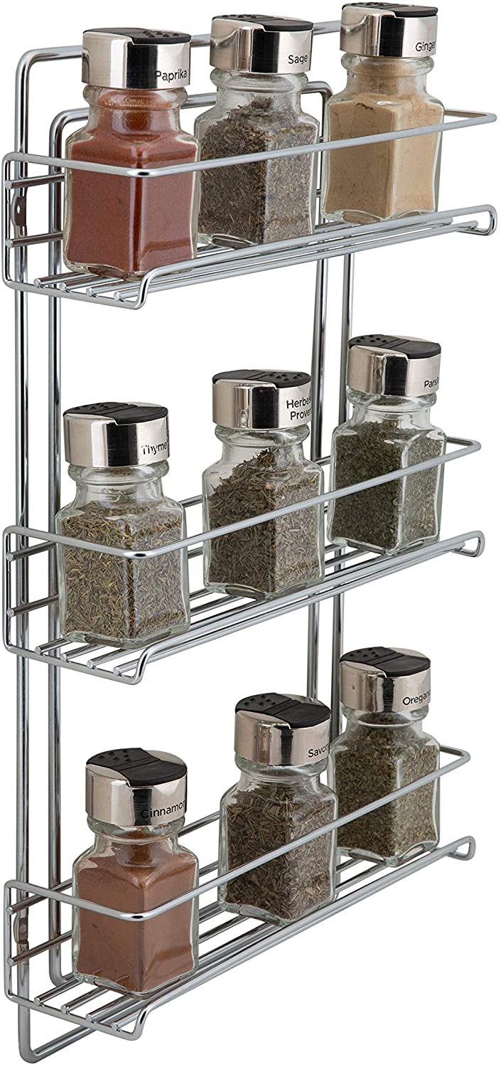 3 Tier Wall Mounted Spice Rack 11"x3 25"x18 12" Silver Steel - Diamond Home USA