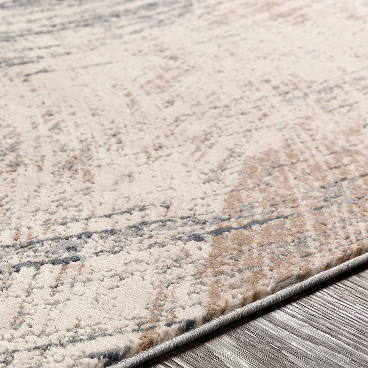 Grey Modern Area Rug 5'3" X 7'3" Brown Ivory Abstract Contemporary Rectangle Polypropylene Synthetic Latex Free Pet Friendly Stain Resistant