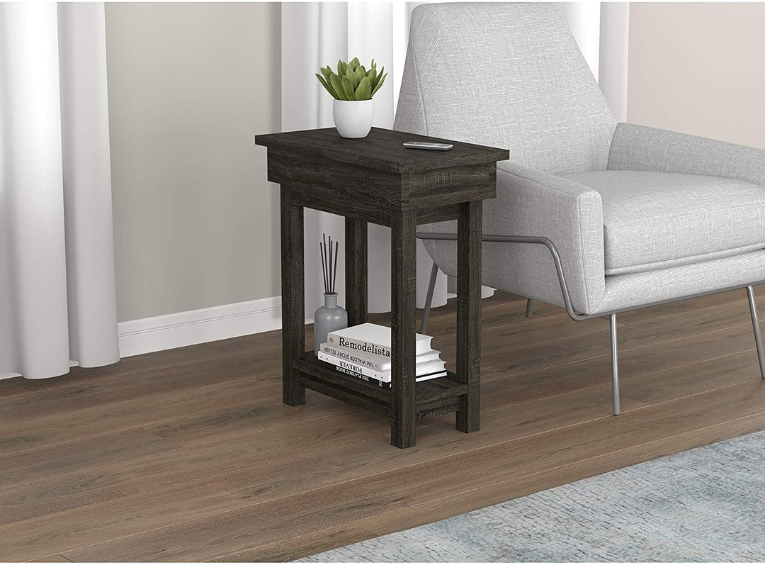 Accent Table 20l Dark Grey Open Top Drawer 20" X 11 4" 24"
