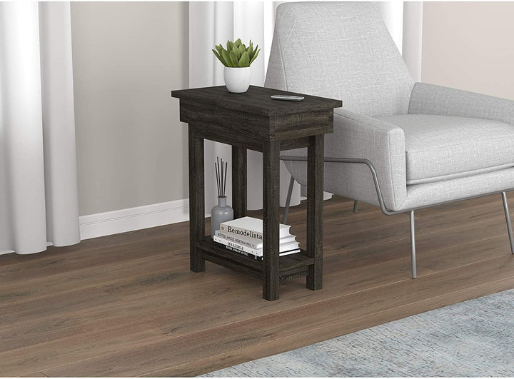 Accent Table 20l Dark Grey Open Top Drawer 20" X 11 4" 24"